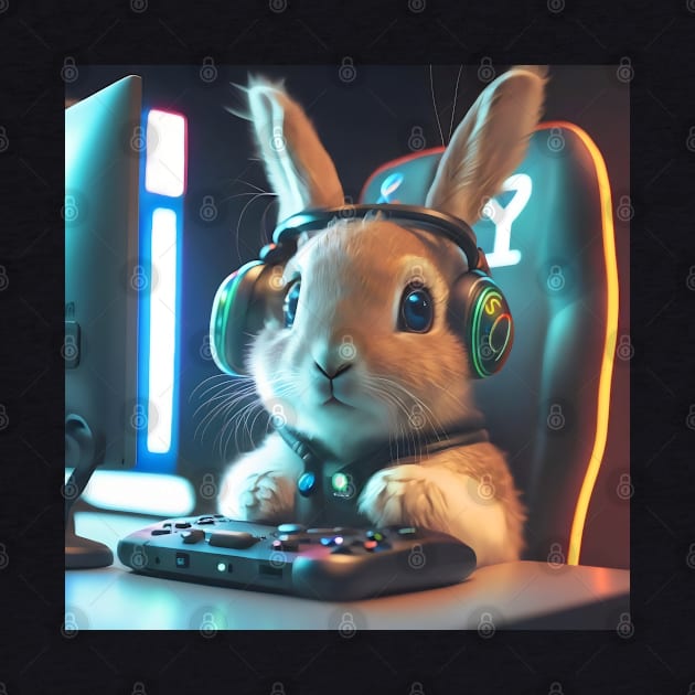 Gamer rabbit by Spaceboyishere